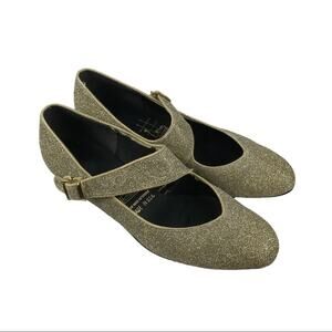 Tic-tac-toes Dance Shoes Cross Strap Gold Glitter Womens Size 8 W